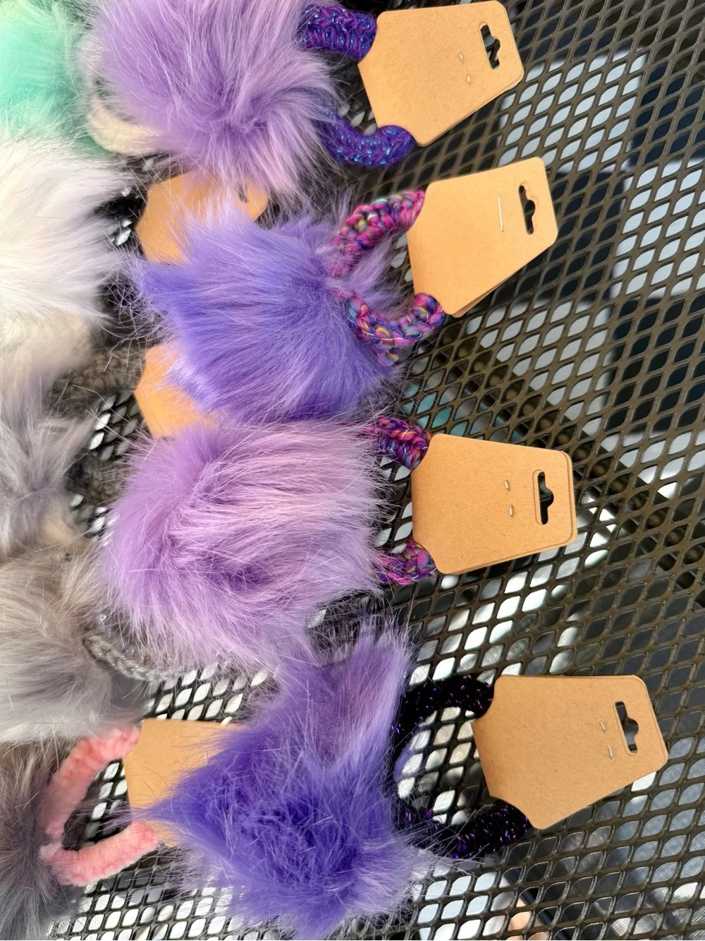 Bundle of 17 Plush Faux Fur Pom Hair Ties - Multi Pastel & Bright Colors
